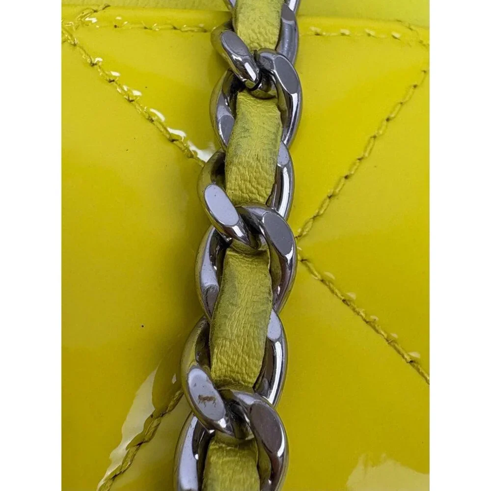 CHANEL Neon Yellow Patent Wallet On Chain Acrylic CC SHW